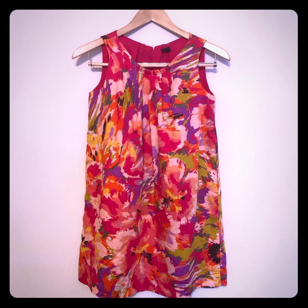 Gap Kids red floral cotton shift dress girls L 10